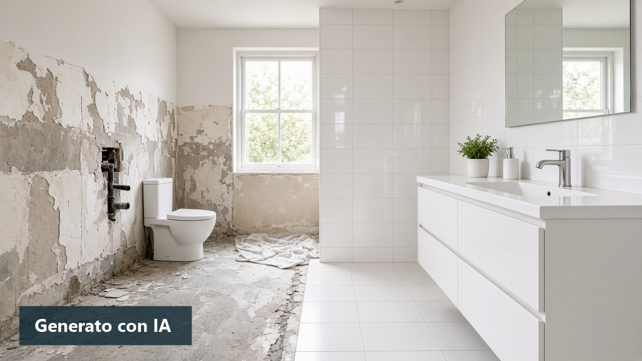 Immagine generata con intelligenza artificiale: Ristrutturare il bagno: da dove iniziare?